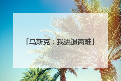 马斯克：我进退两难