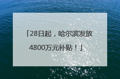 28日起，哈尔滨发放4800万元补贴！
